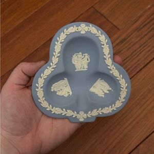 Wedgwood Blue Jasperware Trinket Dish with White Relief
